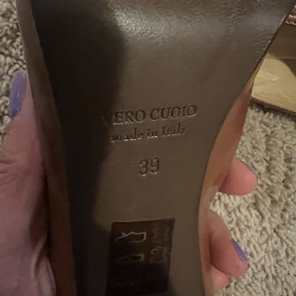 MICHAEL Jolie Round Toe Pump Burnished Cognac Leather Heel Shoes - Picture 6 of 6